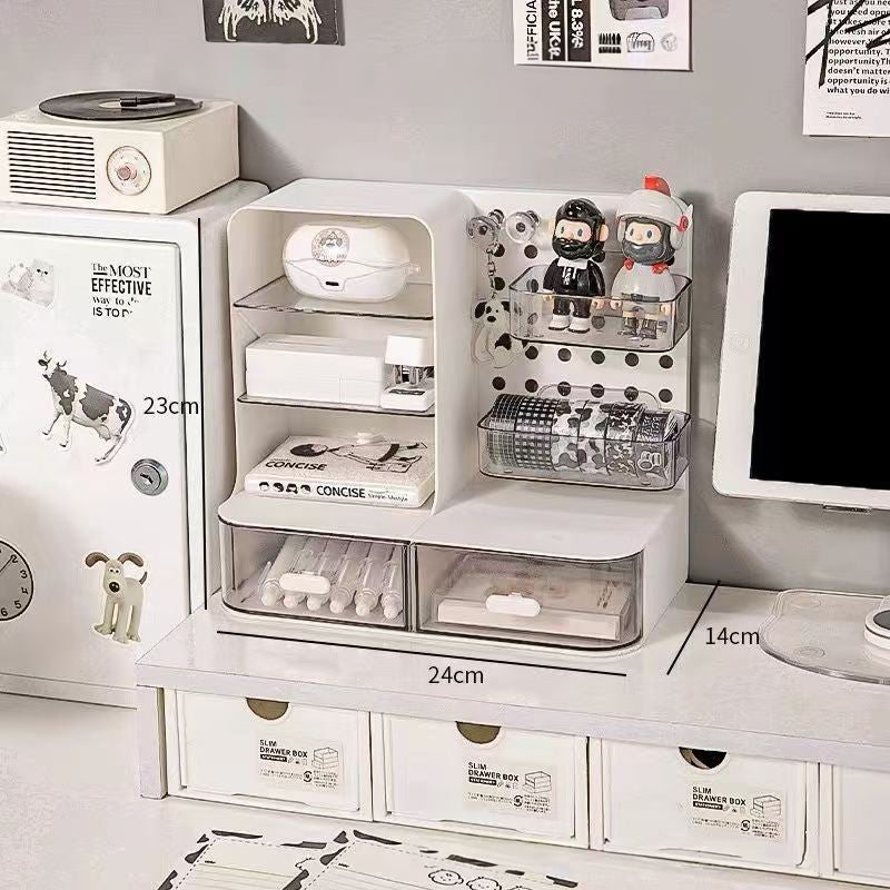 Adorable Desk Organizer with Hook Drawer, Hole Board, Card Display Stand, Desktop Storage Box, and Stationery Storage Rack - Julia M LifeStyles