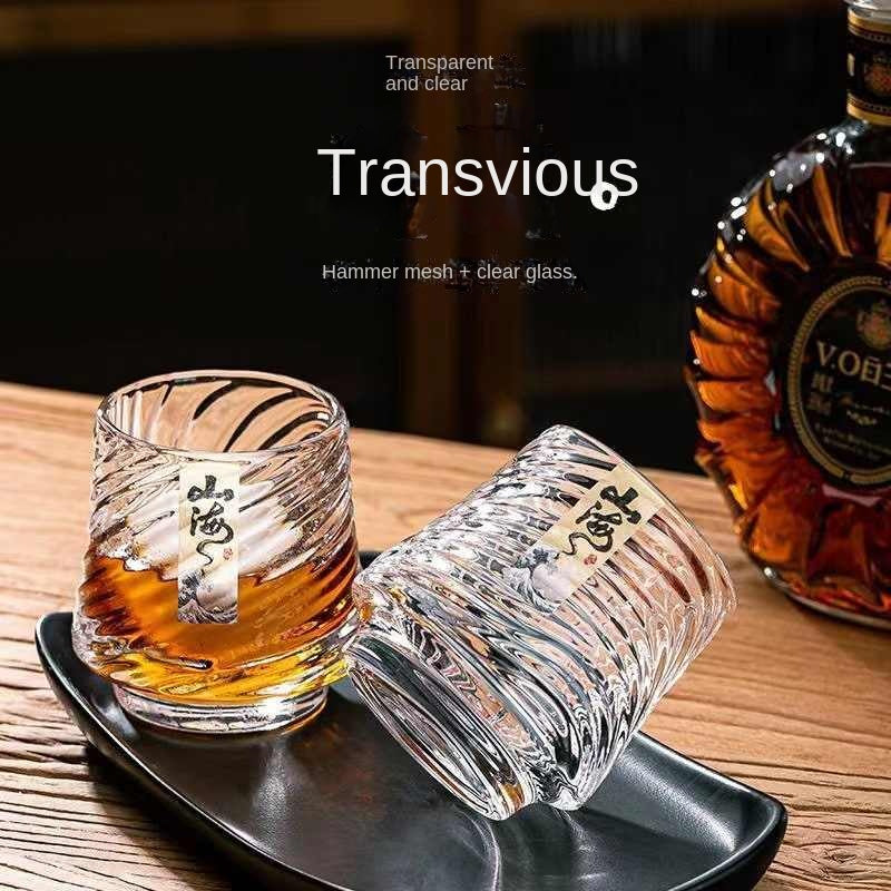 Shanhai glass whiskey cup personalized niche home wine cup mini wine glass beer cup Julia M Home & Kitchen