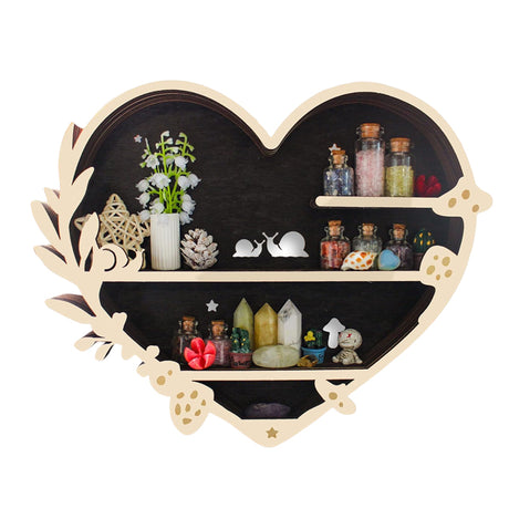 Adorable Mushroom - themed Decor. Wall - mounted Wooden Floating Mushroom Shelf. Ideal as a Crystal Display Shelf or a Rock Gem - Julia M LifeStyles