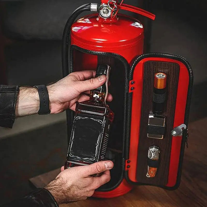 Fire Extinguisher Shape Wine Box Mini Bar Wine Cabinet Crafts Ornaments Decoration Champagne Liquor Storage Box Fireman's Gift eprolo
