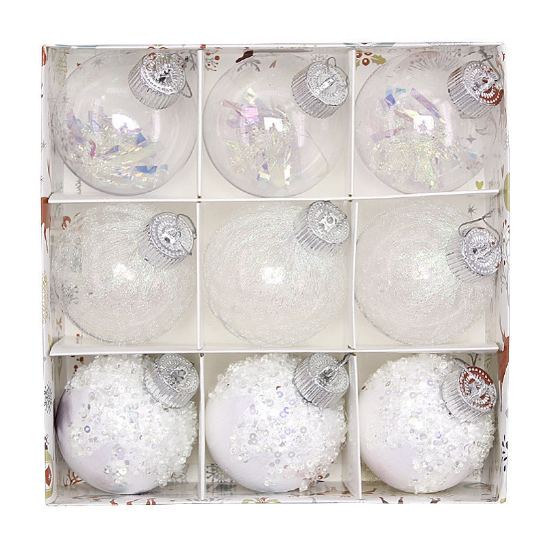 Christmas balls, silk balls, winding balls, painted balls, 8cm, 9pcs, boxed Christmas decorations Julia M Home & Kitchen
