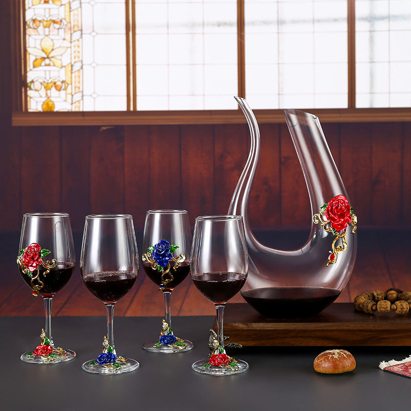 Household enamel crystal glass red wine glass goblet decanter Julia M Home & Kitchen