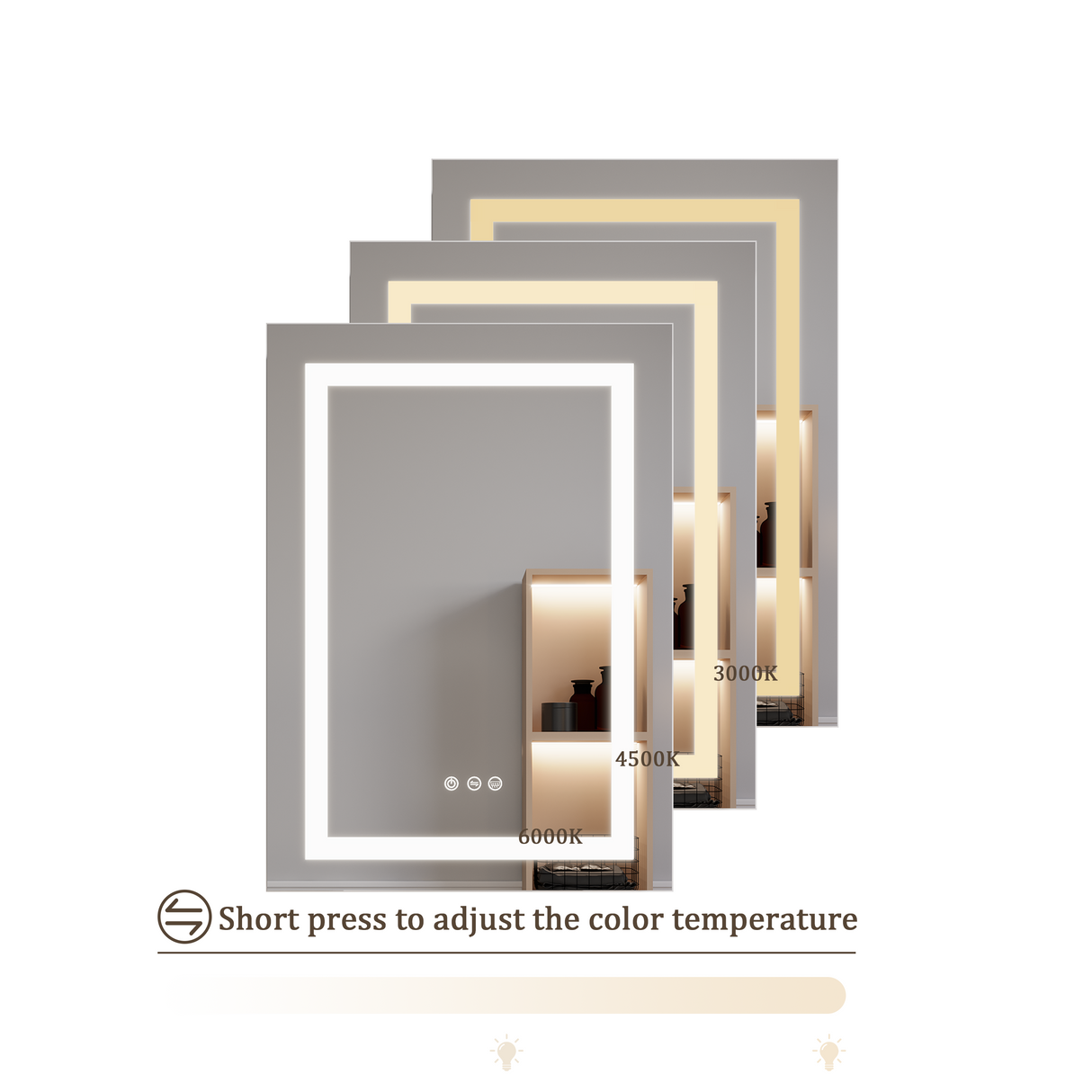 26x20 inch(Left Door) bathroom medicine cabinet with LED mirror 3000K~6000K single door lighting bathroom cabinet with touch switch adjustable Julia M Home & Kitchen