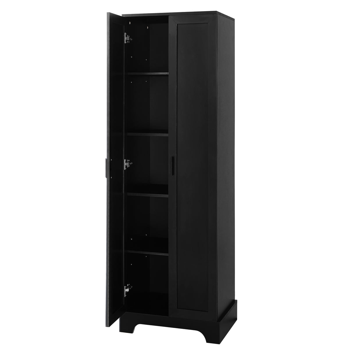 Storage Cabinet with Two Doors for Bathroom, Office, Adjustable Shelf, MDF Board, Black - Julia M LifeStyles