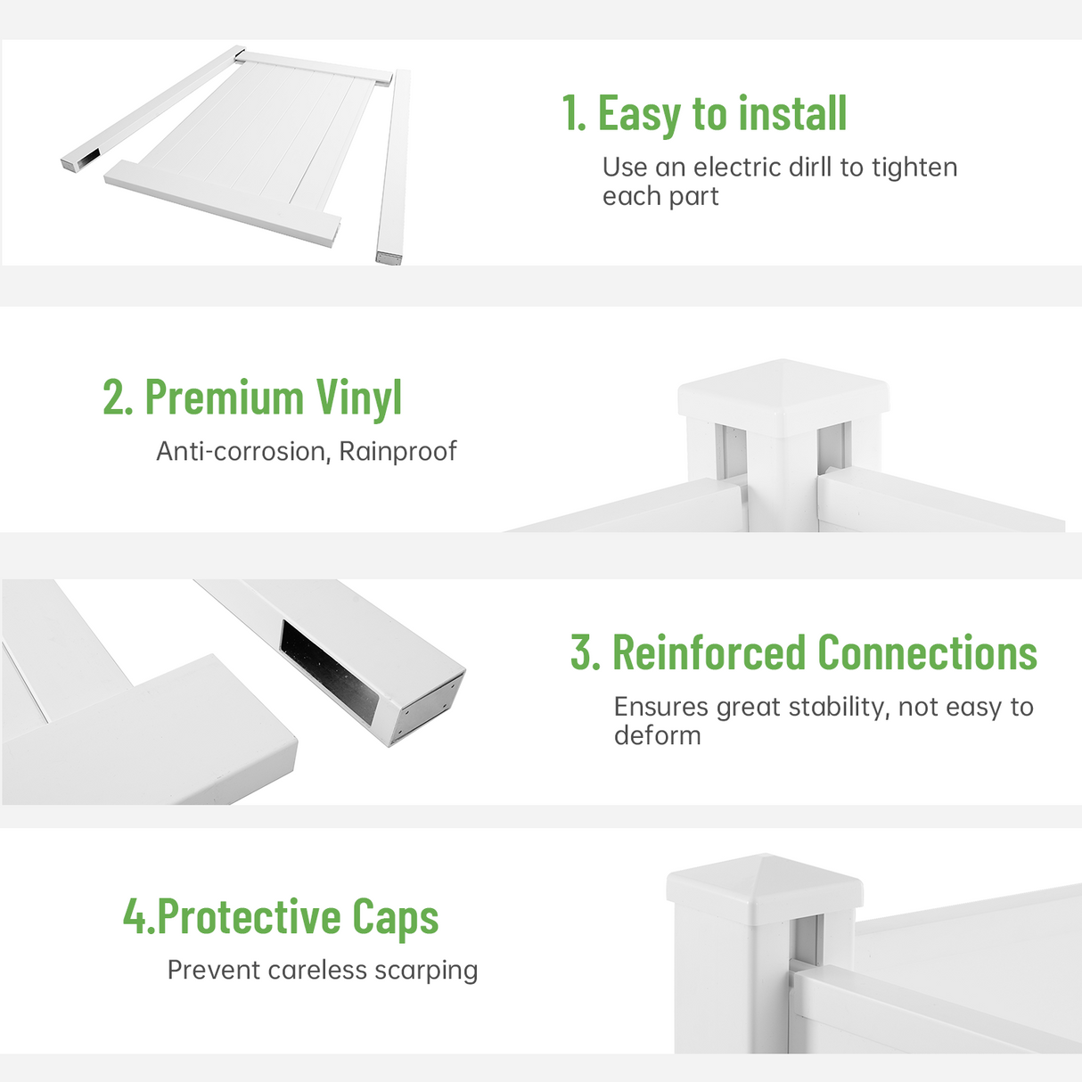 Privacy Fence Panels Kit Air Conditioner Trash Can Enclosure Vinyl white color - Julia M LifeStyles