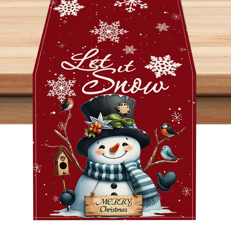 Christmas snowman linen table flag living room dining table decoration tablecloth Christmas restaurant tablecloth coffee table cloth Julia M Home & Kitchen