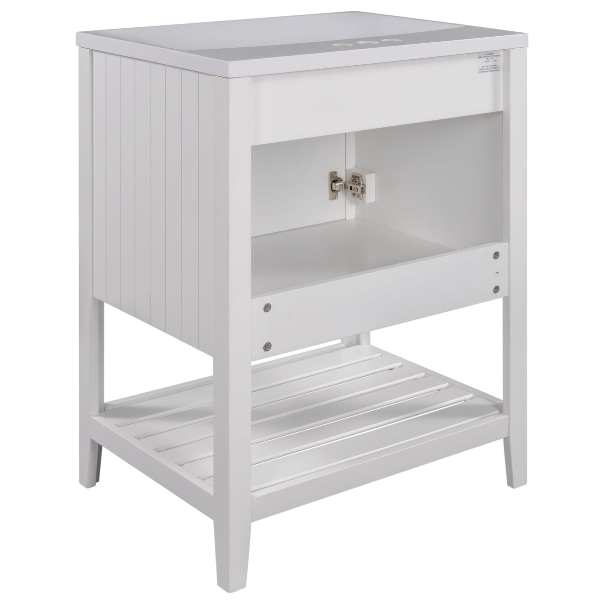 24" White Modern Sleek Bathroom Vanity Elegant Ceramic Sink with Solid Wood Frame Open Style Shelf Julia M Home & Kitchen