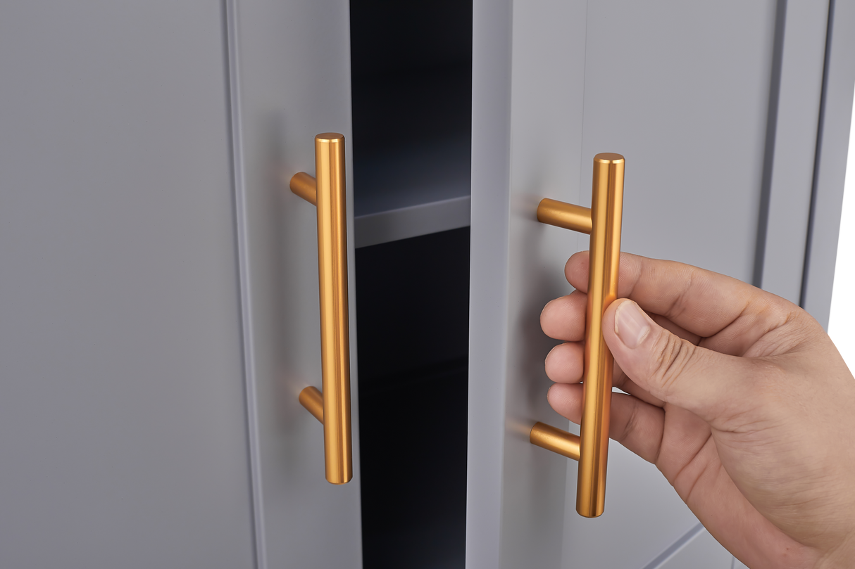 Grey metal kitchen storage cabinet, kitchen pantry storage cabinet with door and shelf, adjustable leveling feet eprolo