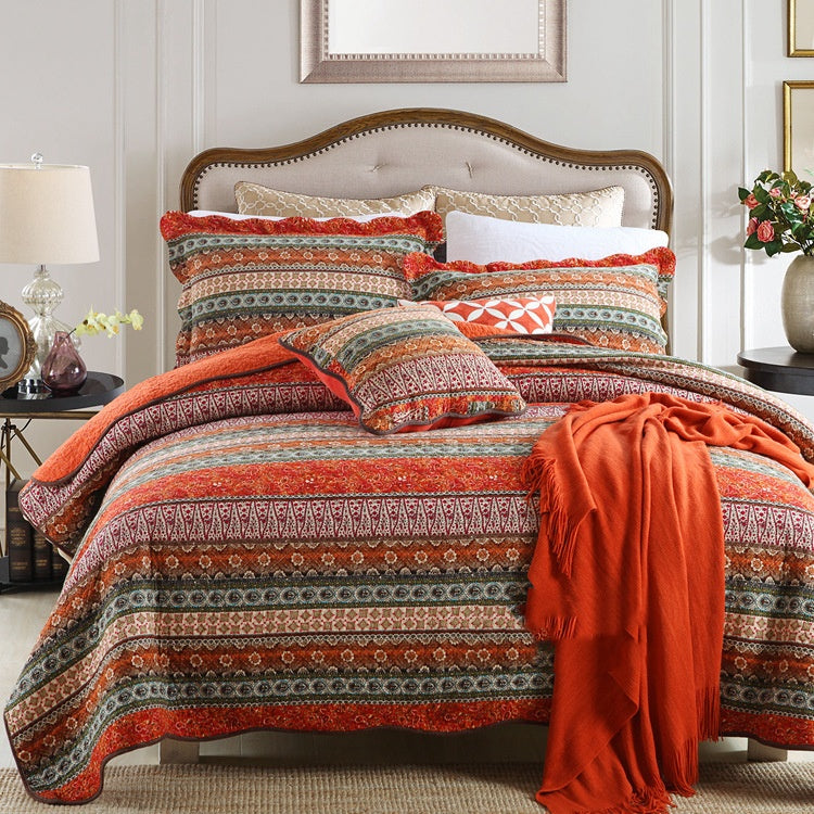Pure Cotton Summer Cooling Duvet Airable Cover Bed Three-piece Set
