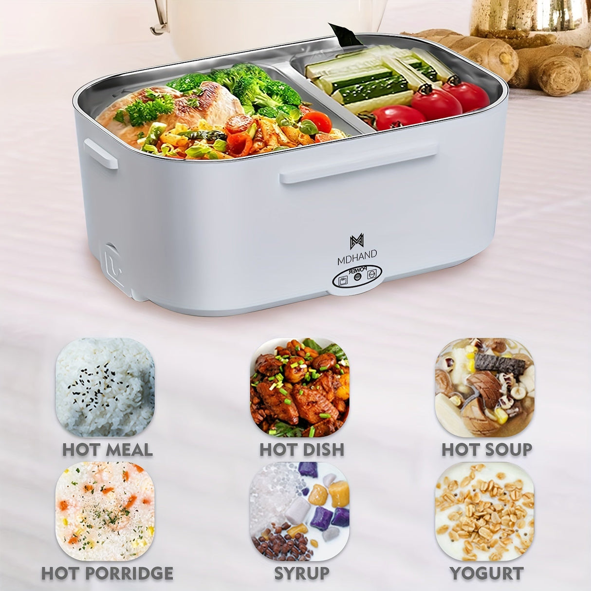65W Electric Lunch Box Heater - Portable Food Warmer with Stainless Steel Tray Julia M Home & Kitchen