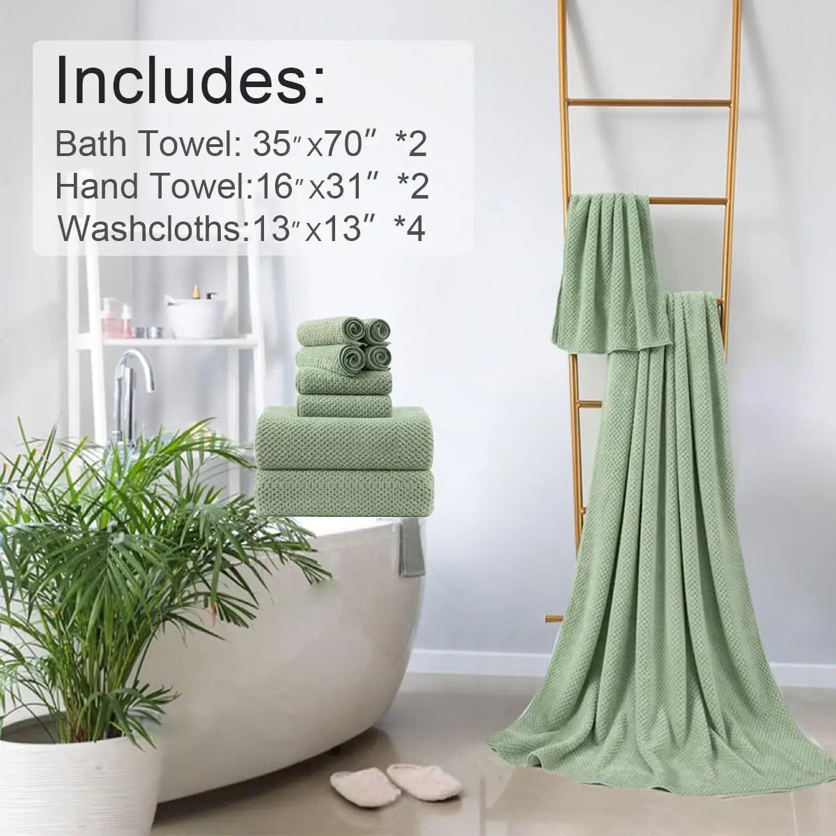 Julia M Lifestyles 8-Piece Luxury Green Towel Set - 600 GSM - Julia M LifeStyles