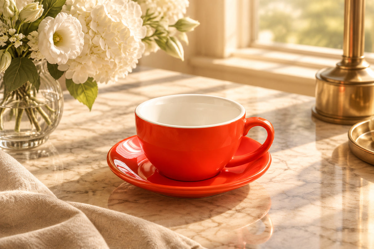 Fika Nordic Ceramic Latte Mug with Contrast Rim, 10 oz