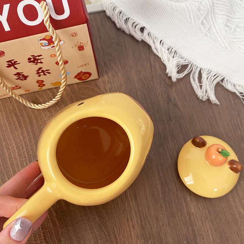 Fun 3D Capybara Mug Pair:3D capybara - designed mugs with handles & lids. A wonderful gift choice for girls. Julia M Home & Kitchen