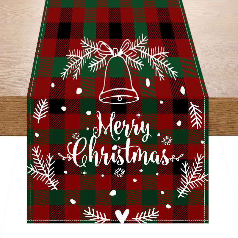 Christmas red black checkered white linen table flag cabinet decoration table flag restaurant dining table tablecloth tablecloth tea flag Julia M Home & Kitchen
