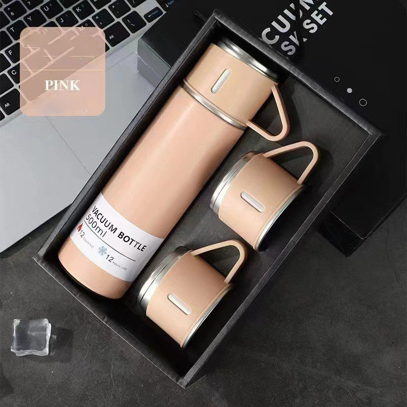 A cup of three-lid thermos cup portable fashion gift box set stainless steel cup - Julia M LifeStyles