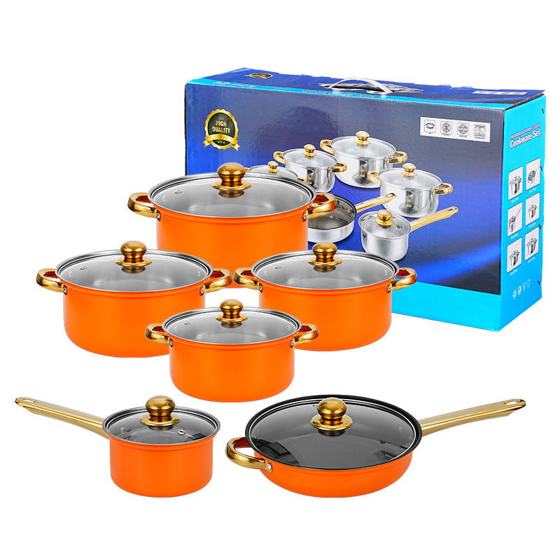 12 - piece wine - red non - stick stainless - steel soup pot set, induction - friendly for kitchen use. eprolo