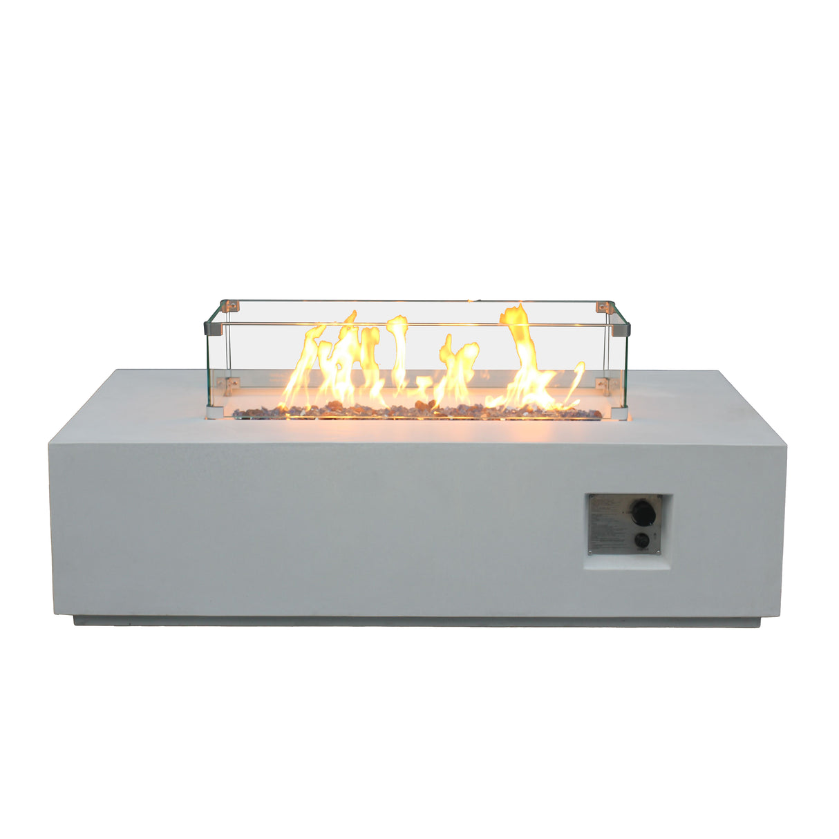 52 Inch Outdoor Concrete Propane gas rectangle Fire Pit table in Antique white color - Julia M LifeStyles