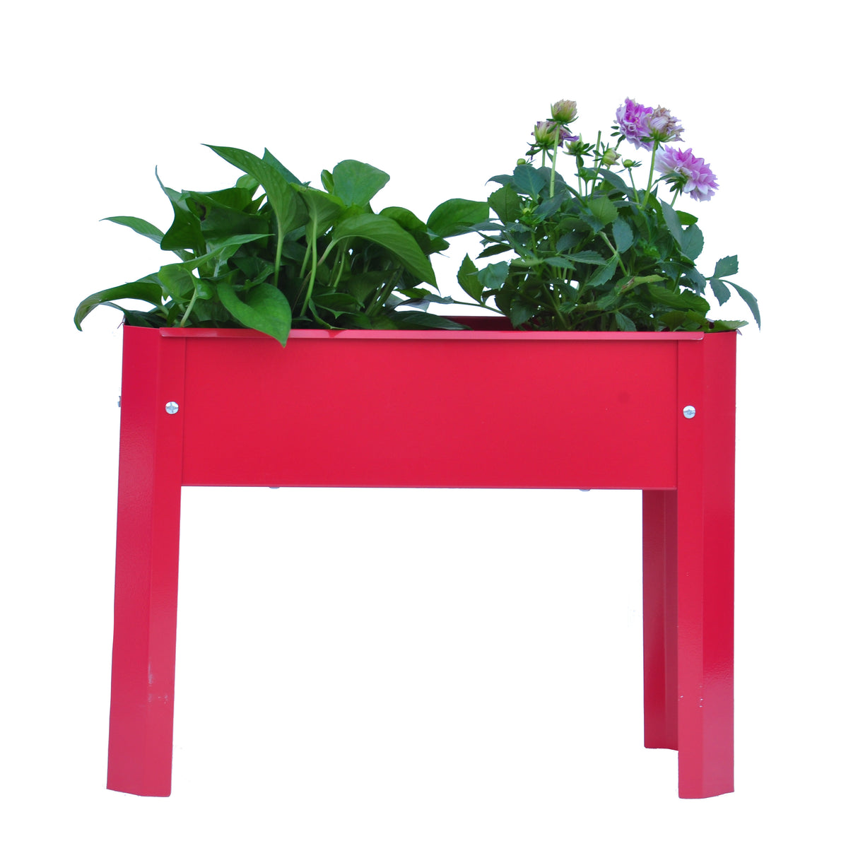 Mini Elevated garden bed, metal elevated outdoor flowerpot box, suitable for backyard and terrace, large flowerpot Red + Steel - Julia M LifeStyles