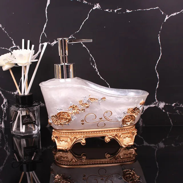 European Liquid Soap Bottle Resin Bathtub Shape Bathroom Sanitizer Bottles Shampoo Shower Gel Wristband Dispenser Accessories Julia M Home & Kitchen