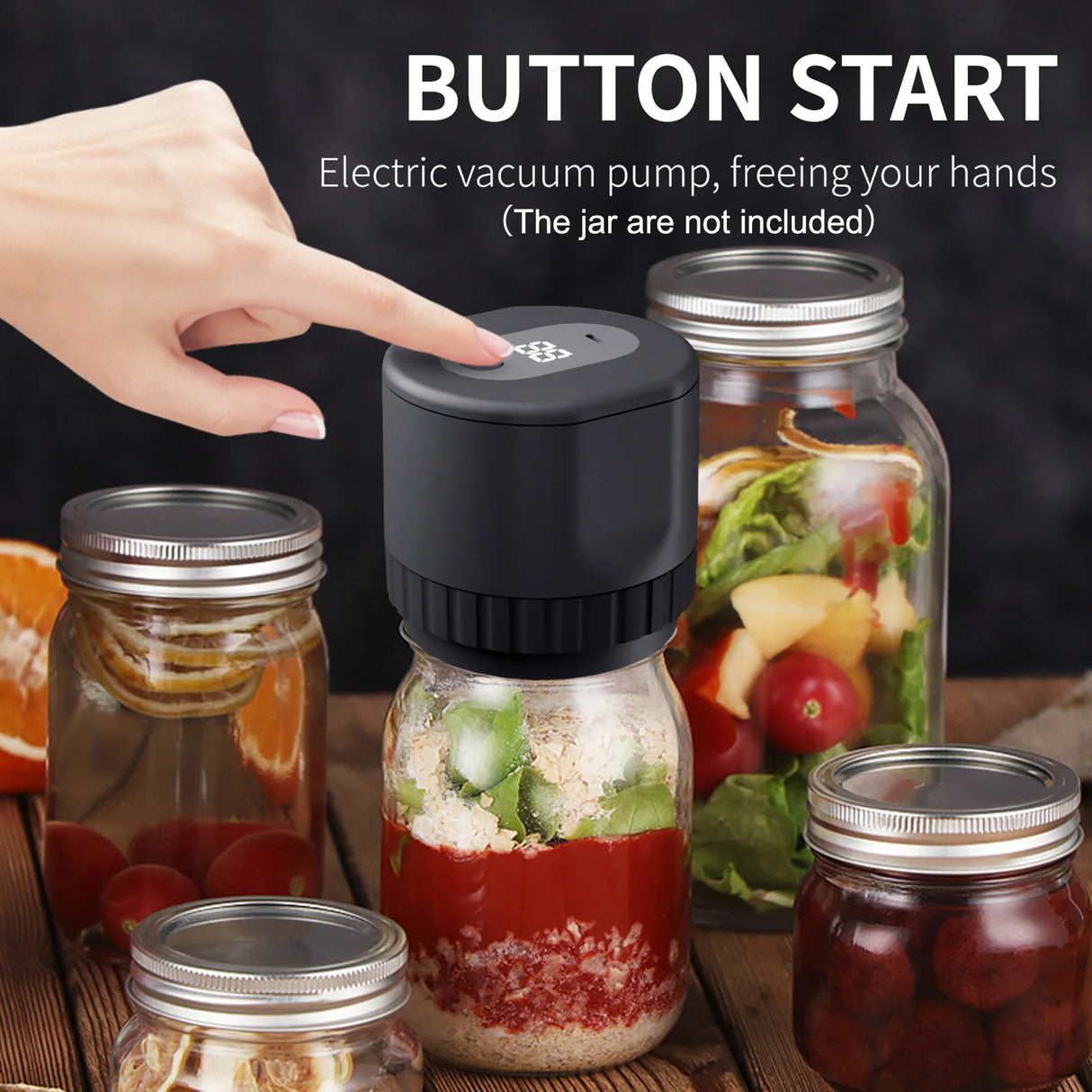 Electric Mason Jar Vacuum Sealer Kit Cordless Automatic Jar Sealer Kit for Food Storage and Fermentation with Mason Jar Lids - Julia M LifeStyles