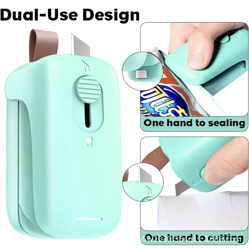 Portable Chip Bag Sealer Machine, With Cutter Handheld Heat Mini Chip Bag Sealer eprolo