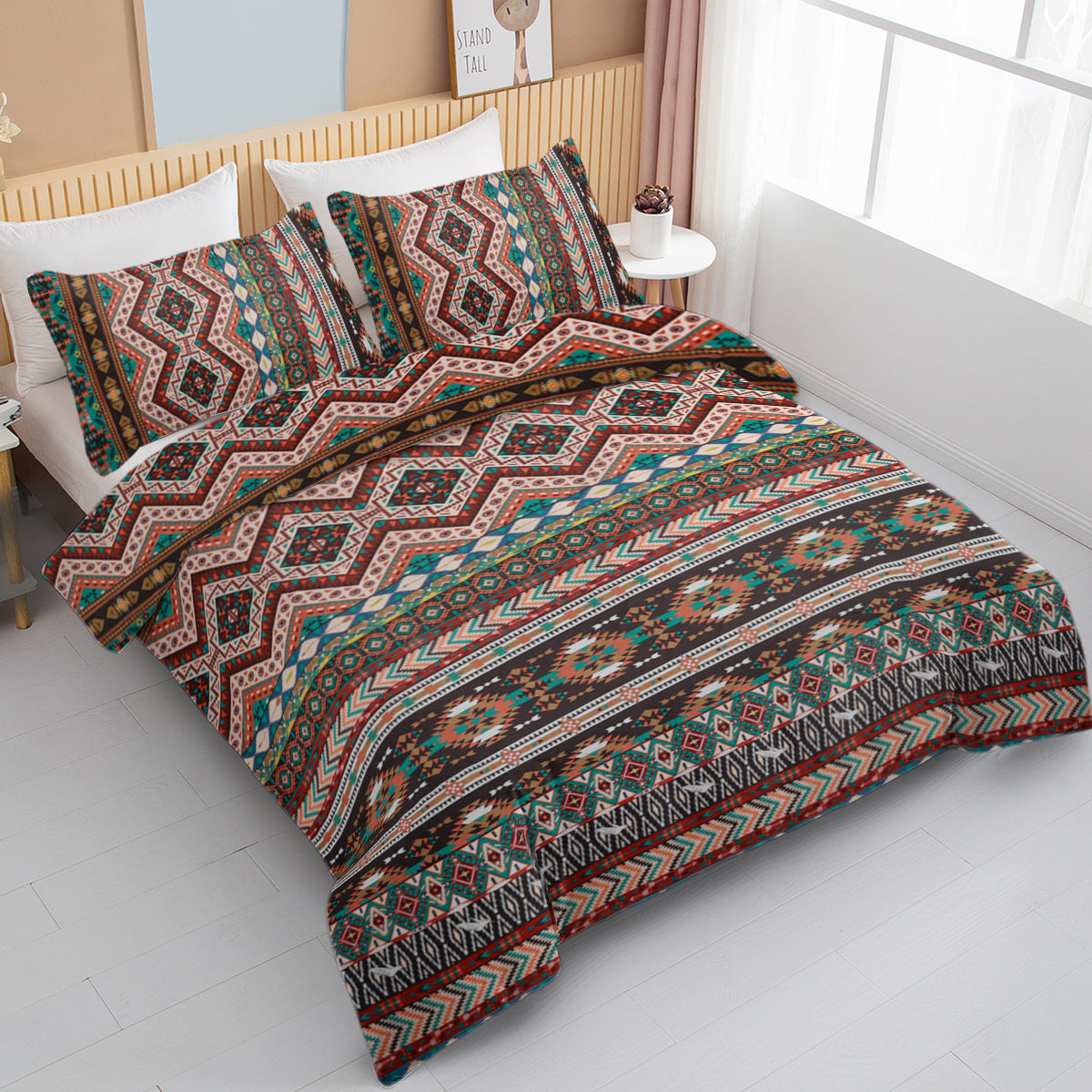 Bohemian Duvet Cover Set: Elegant Boho Striped Luxury Bedding