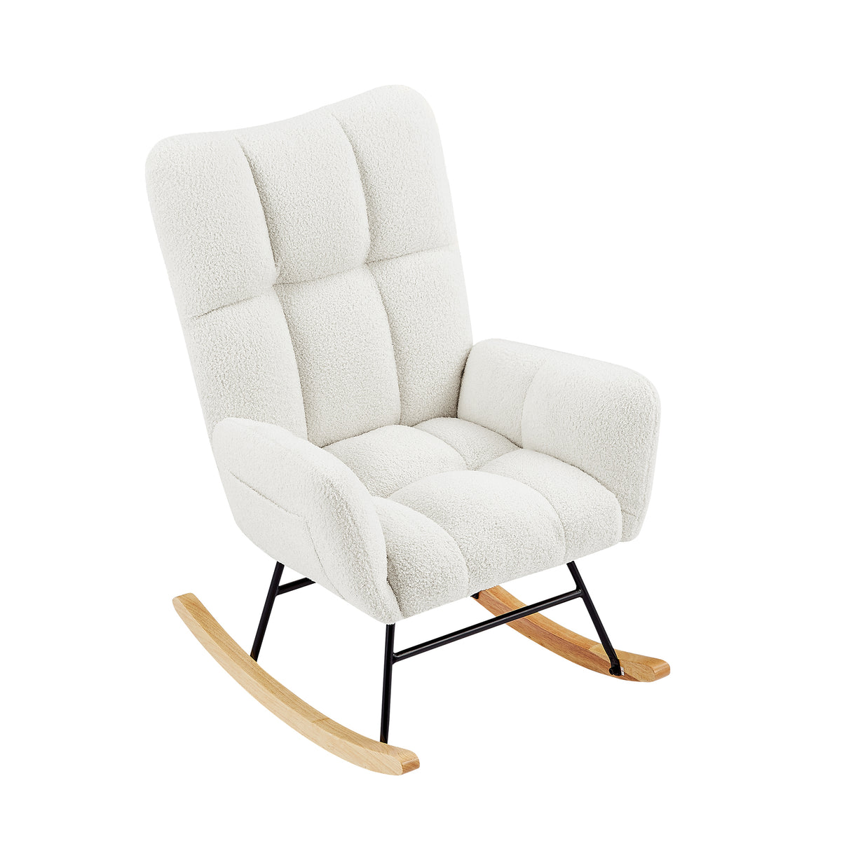 off white teddy fabric rocking chair - Julia M LifeStyles