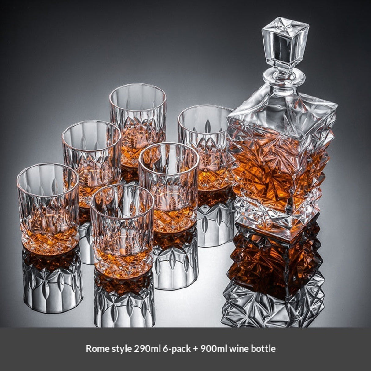 Whiskey Glass & Decanter Set | 7-Piece Barware Set