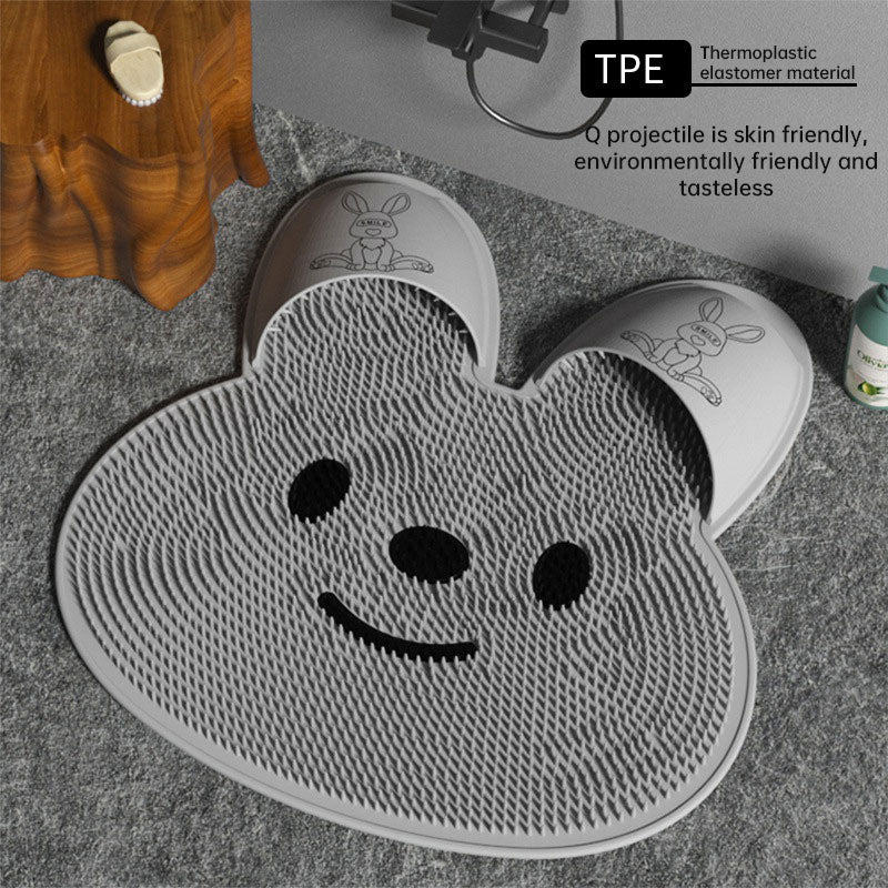 Silicone rabbit rub foot artifact bathroom anti-slip mat rub back massage pad rub bath wash feet to dead skin shower mat Julia M Home & Kitchen