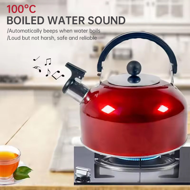 A 3L stainless - steel kettle for gas heating. It features a whistle and a comfortable handle, suitable for cooking and tea. Julia M Home & Kitchen
