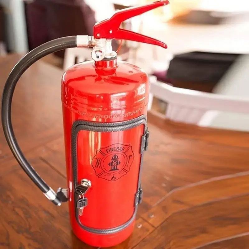 Fire Extinguisher Shape Wine Box Mini Bar Wine Cabinet Crafts Ornaments Decoration Champagne Liquor Storage Box Fireman's Gift eprolo