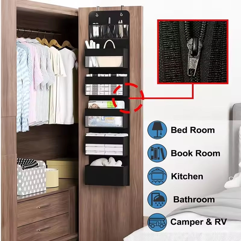 5 - Shelf Hanging Storage: Anti - Tilt, 5 large pockets. Good for bedroom, bathroom, living room (behind - door use). - Julia M LifeStyles