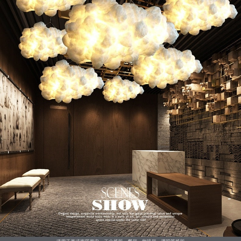 Nordic Cotton Cloud LED Pendant Lamp – Elegant White Iron Chandelier for Stylish Spaces