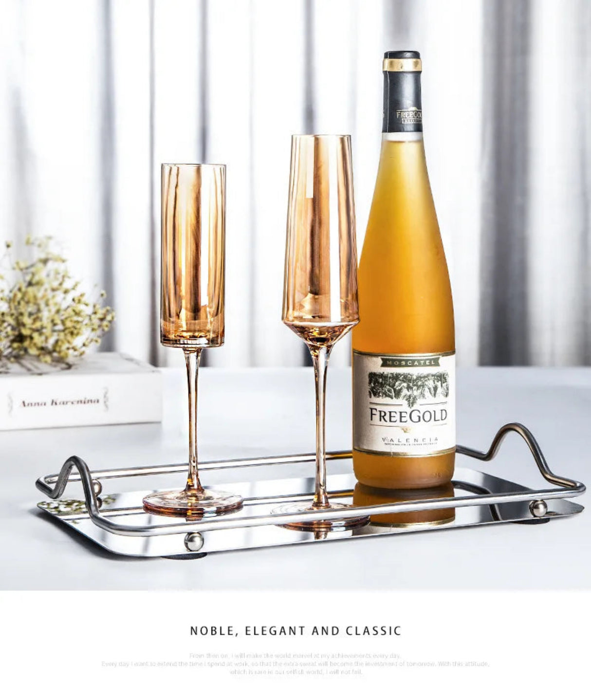 Golden Amber Crystal Wine Glass