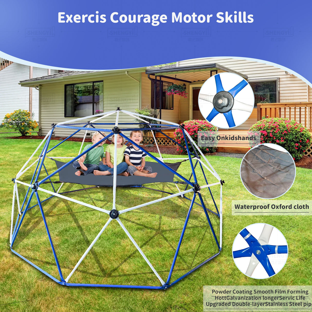 10FT Climbing Dome for Kids Jungle Gym Apply To Park Dome Climber With Hammock Playground Equipment eprolo