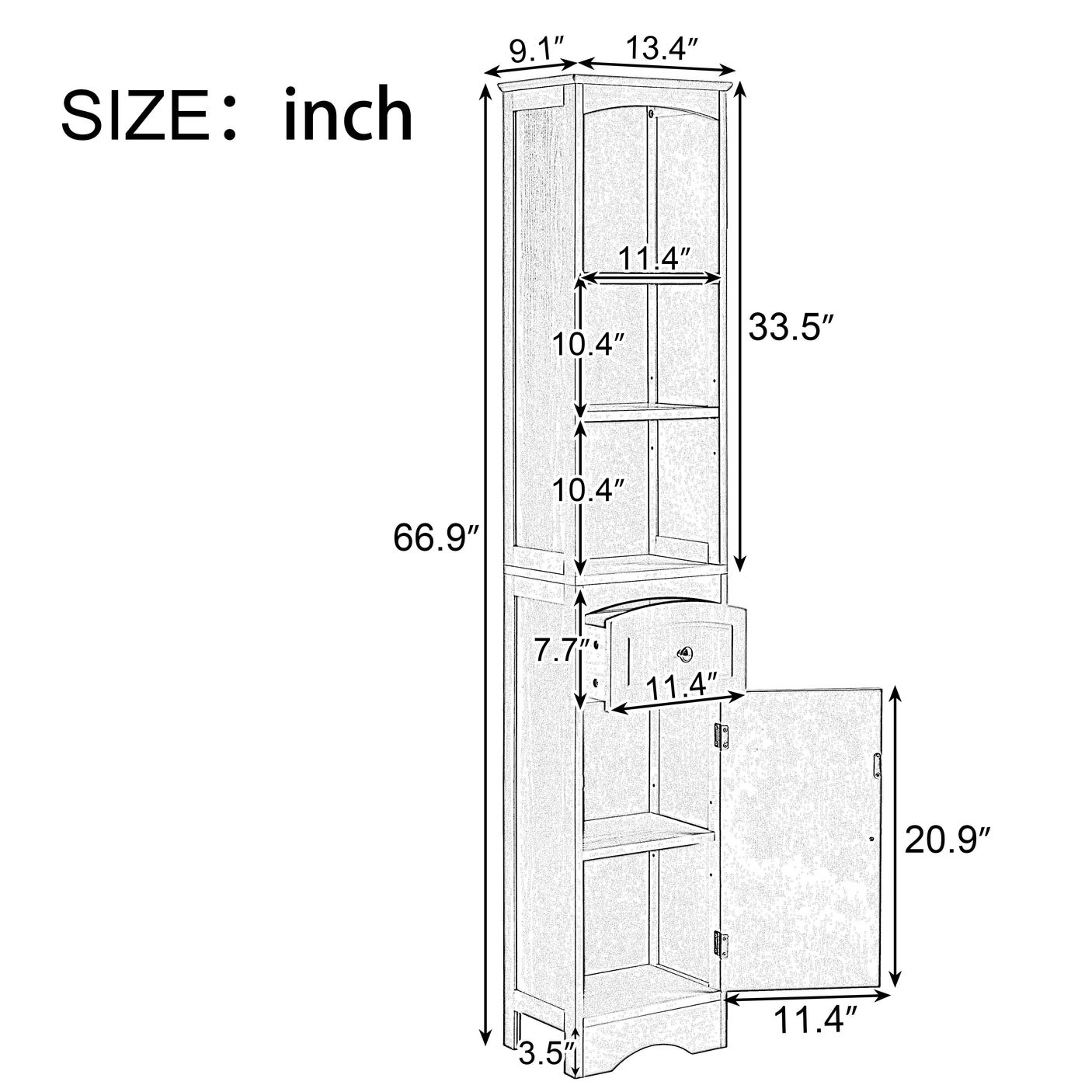 Tall Bathroom Cabinet, Freestanding Storage Cabinet with Drawer, MDF Board, Adjustable Shelf, Black - Julia M LifeStyles