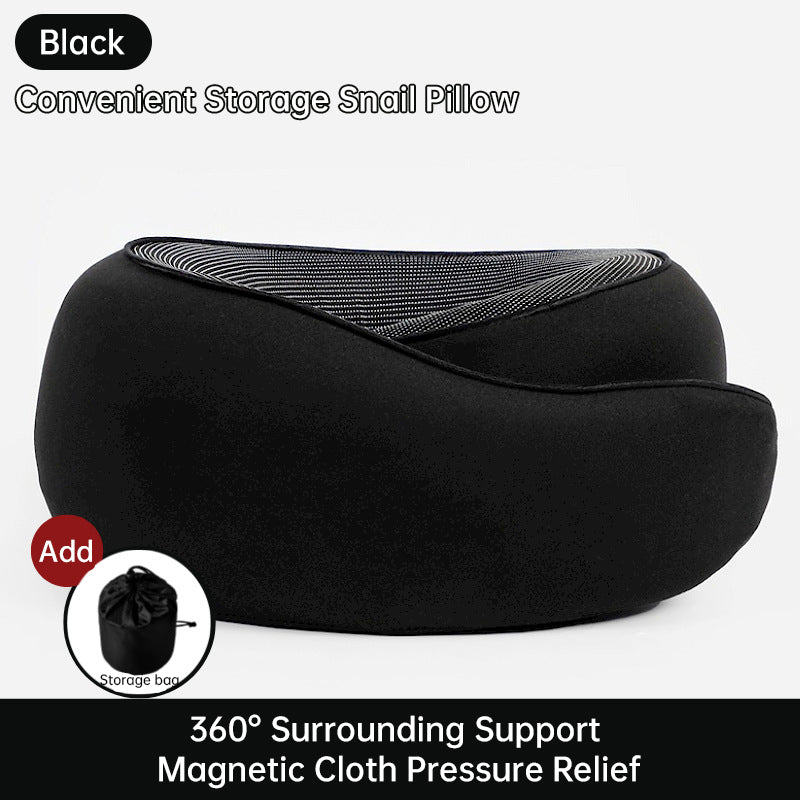 Travel Neck Pillow Memory Foam U-shaped Pillow Snail Style Travel Neck Support Portable Adjustable Soft Noon Break Sleep Pillows - Julia M LifeStyles