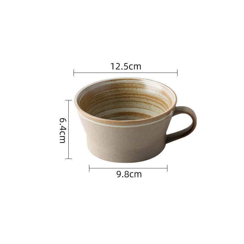 Coarse pottery coffee cup and plate set creative handmade retro coffee cup artistic cup plate milk cup Julia M Home & Kitchen
