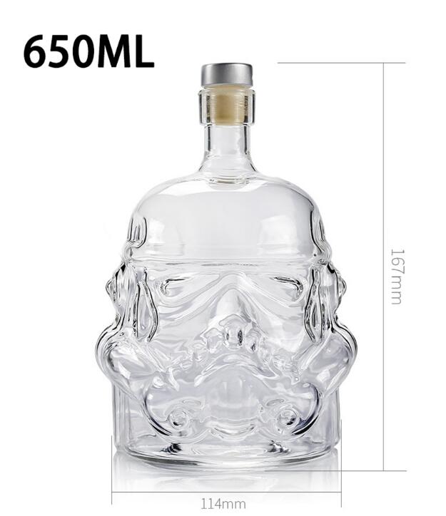 650ml Star Wars White Soldier Glass Jug Storm Trooper Spirit Bottle Empty Crystal Wine Glass Bottle Glass Cup Home Bar Tools eprolo