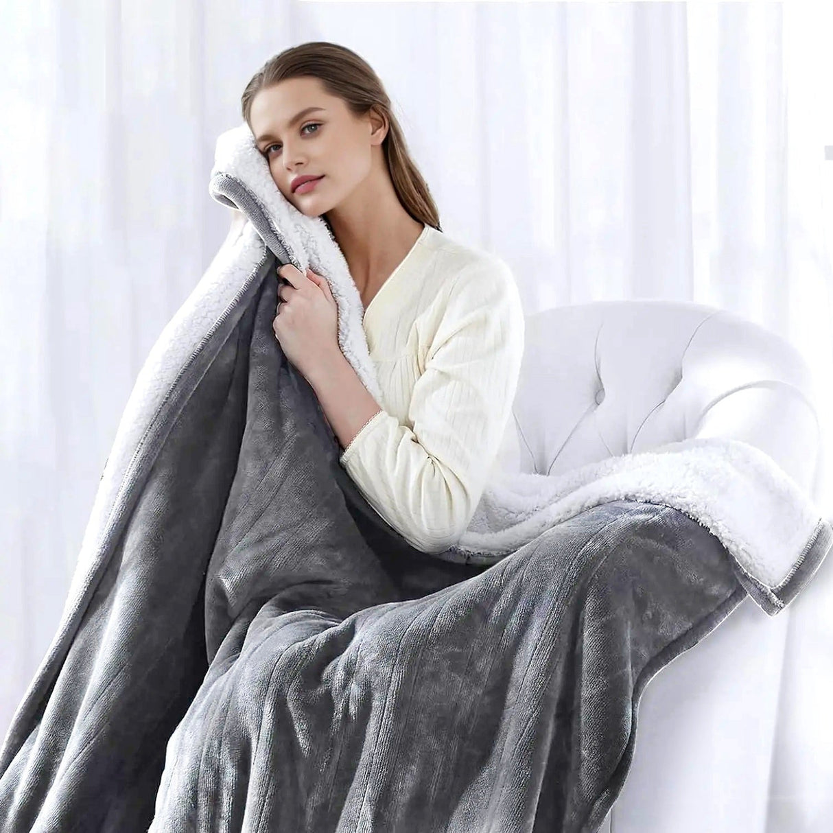 1Pc Electric Heated King Size Fleece Heated Blanket With Dual Controller 10 Heating Levels 10 Hours Auto Off Machine Washable For Home Office Usage 90x100in julia m home & kitchen