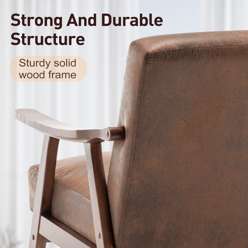 Medieval modern chair, solid wood frame living room chair, accent chair with ultra thick backrest - Julia M LifeStyles