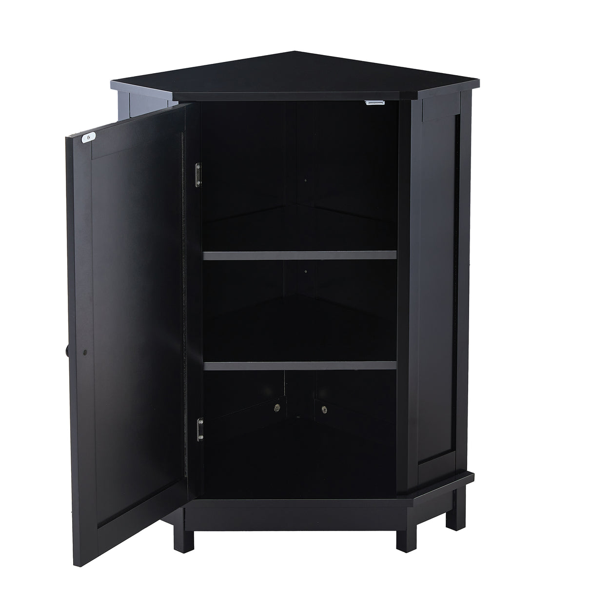 Black Bathroom Cabinet Triangle Corner Storage Cabinet with Adjustable Shelf Modern Style MDF Board - Julia M LifeStyles