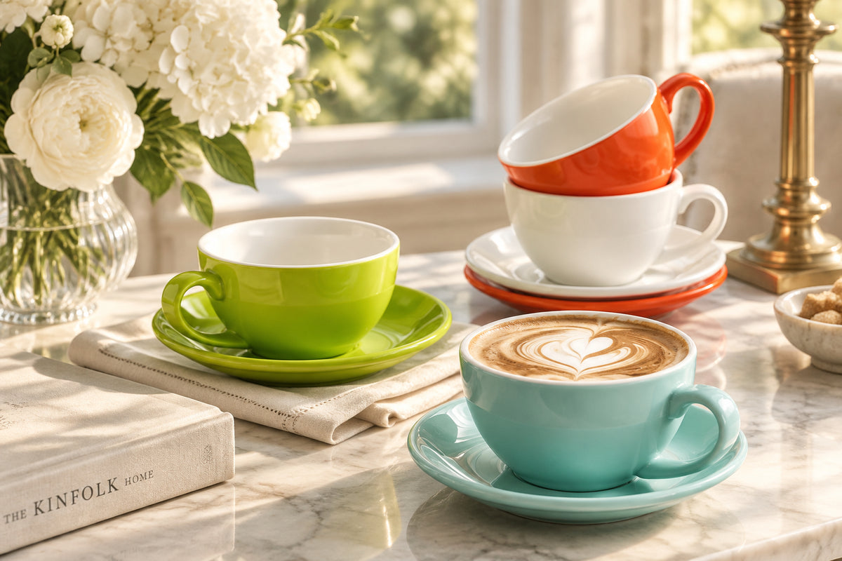 Fika Nordic Ceramic Latte Mug with Contrast Rim, 10 oz