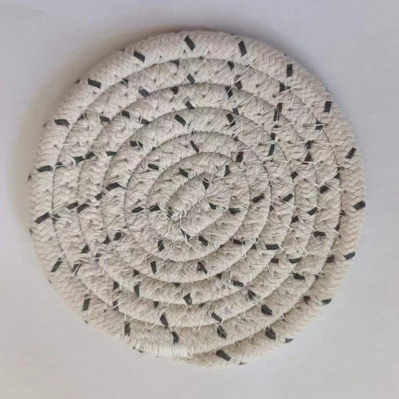 Cotton thread placemat hand woven insulation mat bowl mat cup mat thickened and simple cotton linen table mat eprolo