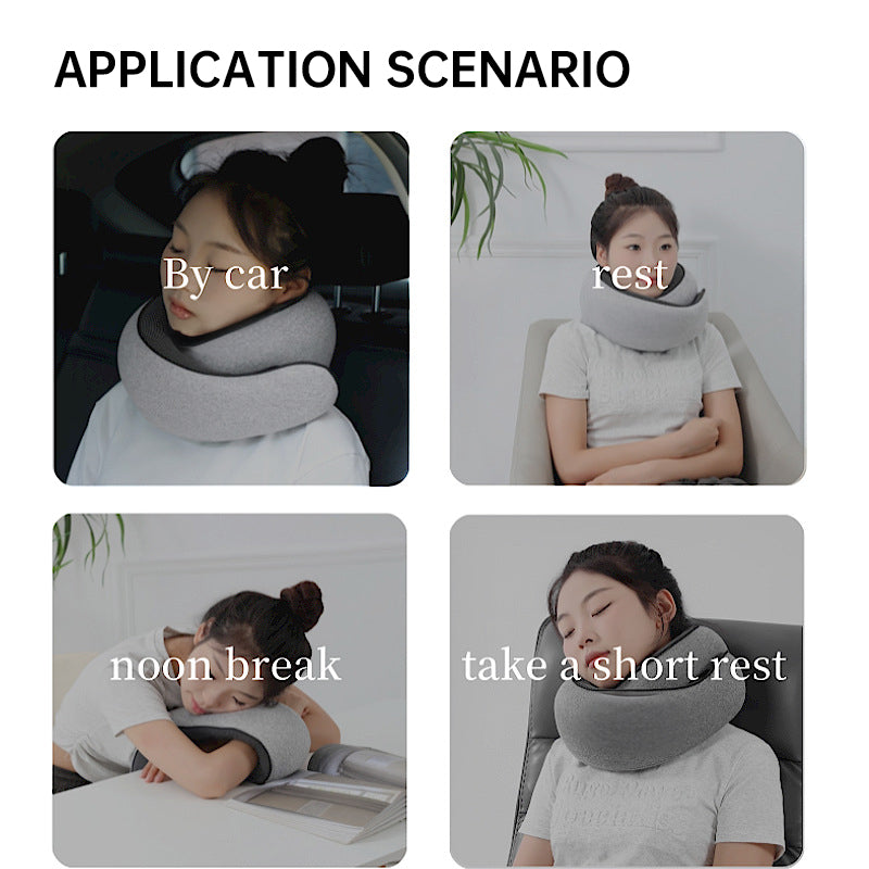 Travel Neck Pillow Memory Foam U-shaped Pillow Snail Style Travel Neck Support Portable Adjustable Soft Noon Break Sleep Pillows - Julia M LifeStyles