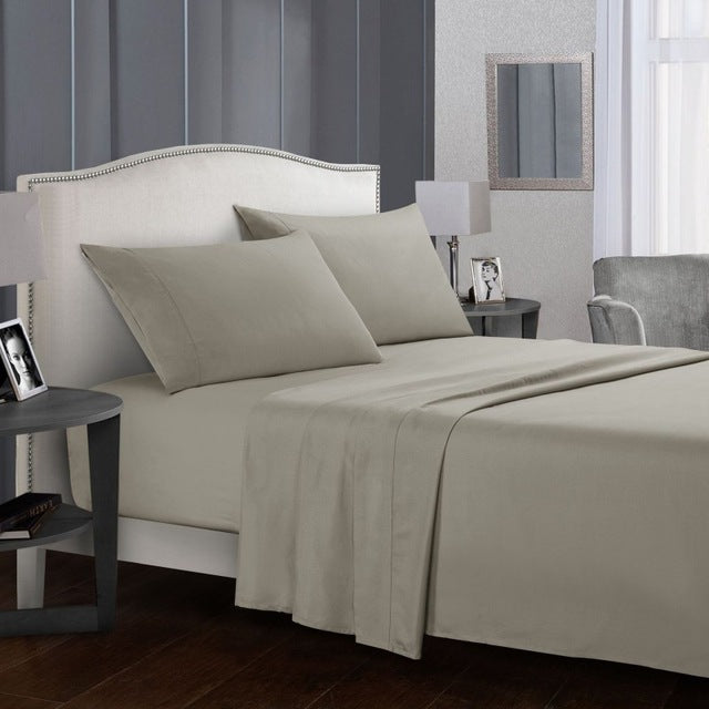 White Bedding Set Queen size Bed sheets Solid color Flat Sheet+Fitted Sheet+Pillowcase Bed Linens - Julia M LifeStyles