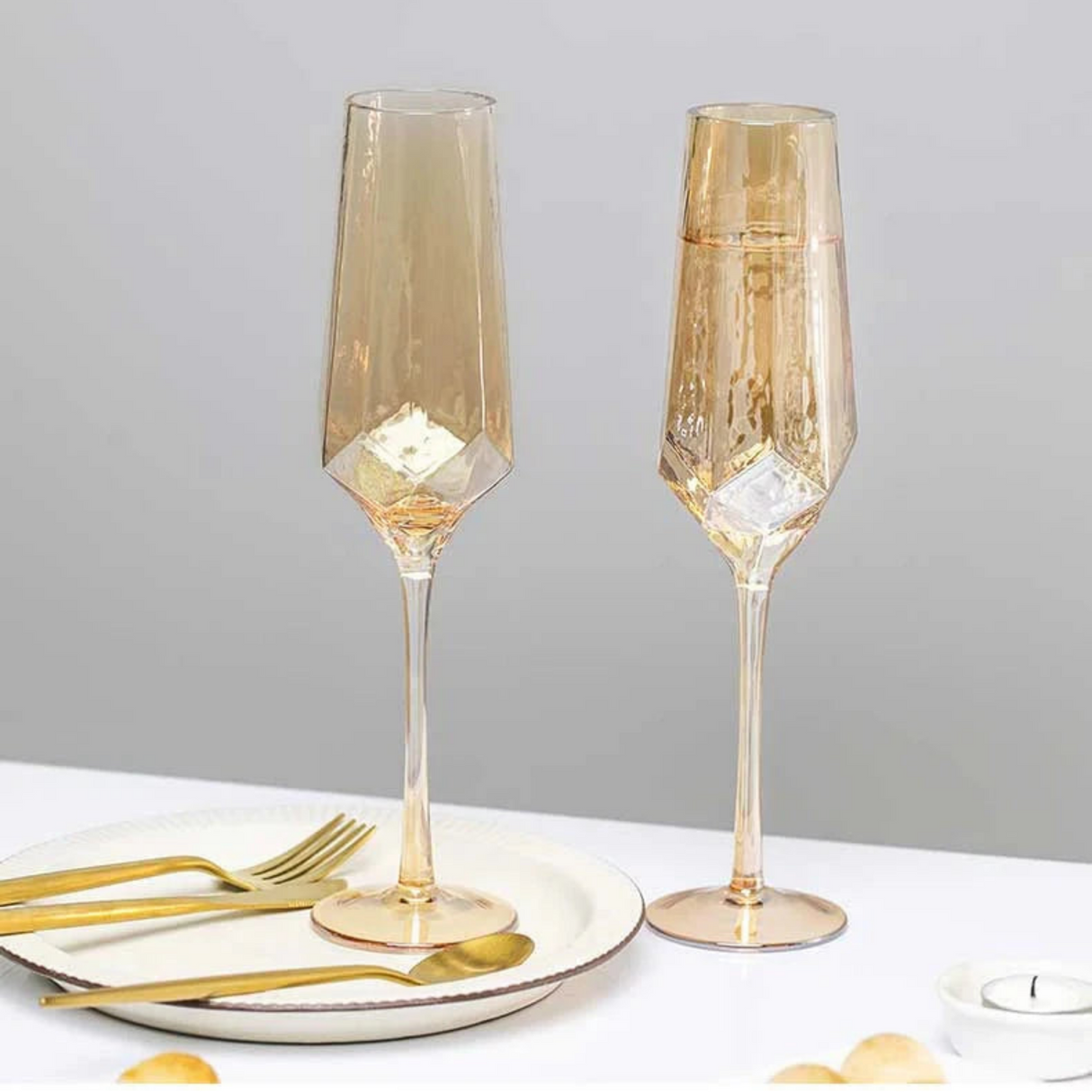 Hammered Diamond Amber Crystal Champagne Goblet Julia M Home & Kitchen