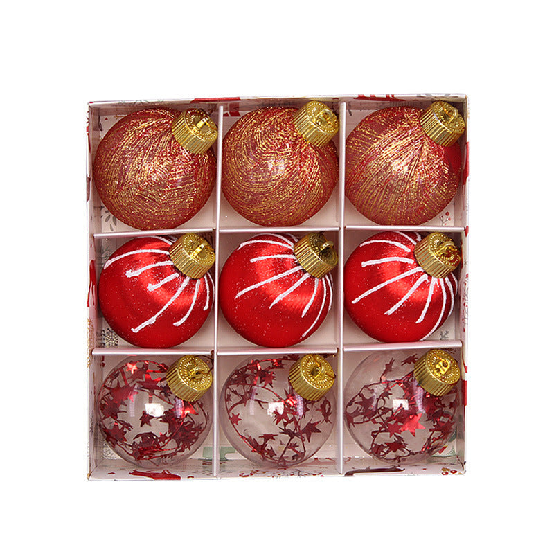 Christmas balls, silk balls, winding balls, painted balls, 8cm, 9pcs, boxed Christmas decorations Julia M Home & Kitchen