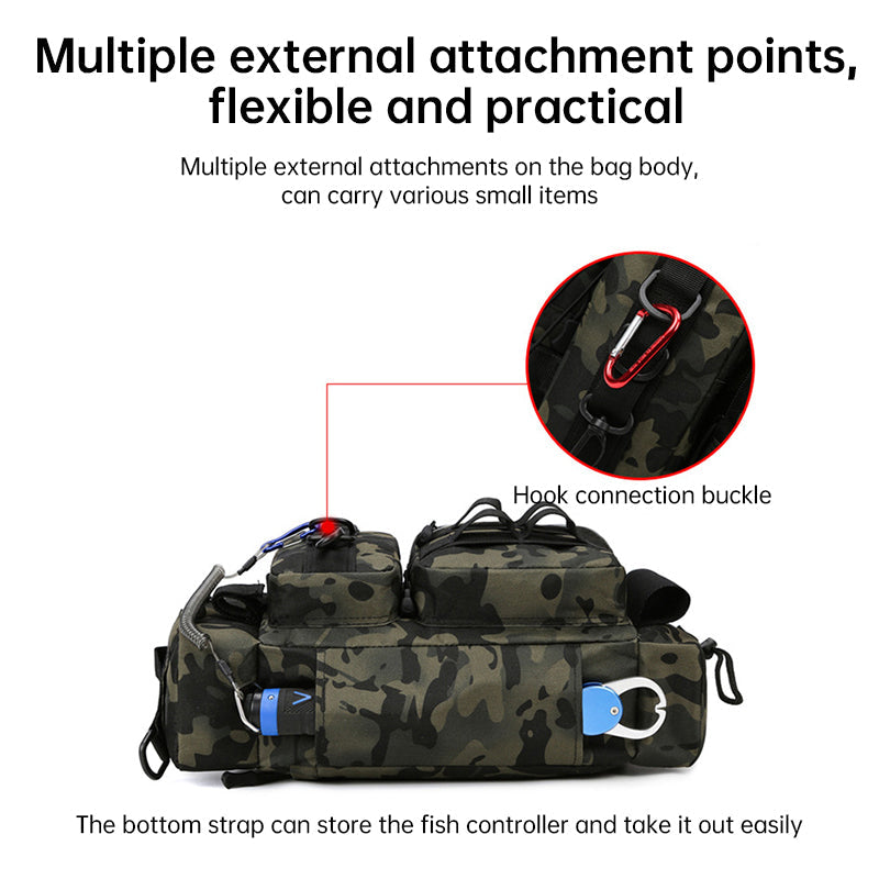 Men's Fishing Backpack: Equipped with bait box, equipment storage bag, pole holder, sling & shoulder bag design. eprolo