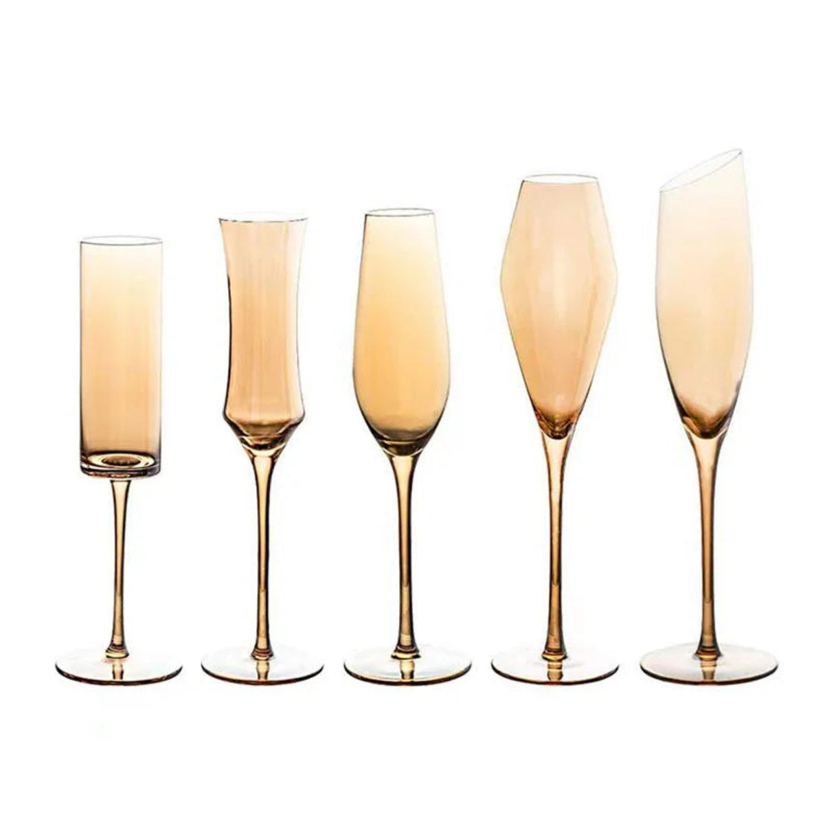 Golden Amber Crystal Wine Glass